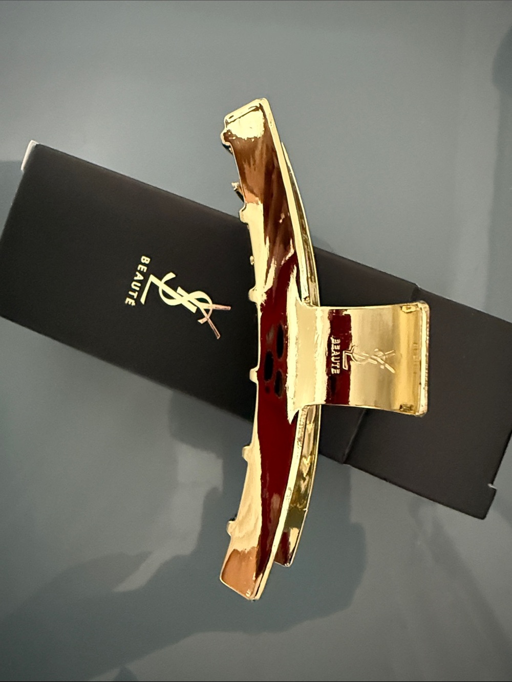 Yves Saint Laurent Metallic Gold Logo Hair Claw